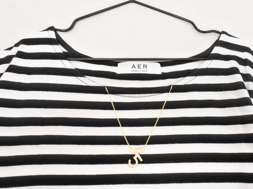 ネコポスOK ADAM ET ROPE’ アダムエロペ ボーダー カットソー sizeF/白ｘ黒 ■◆ ☆ fgc9 レディース_画像4