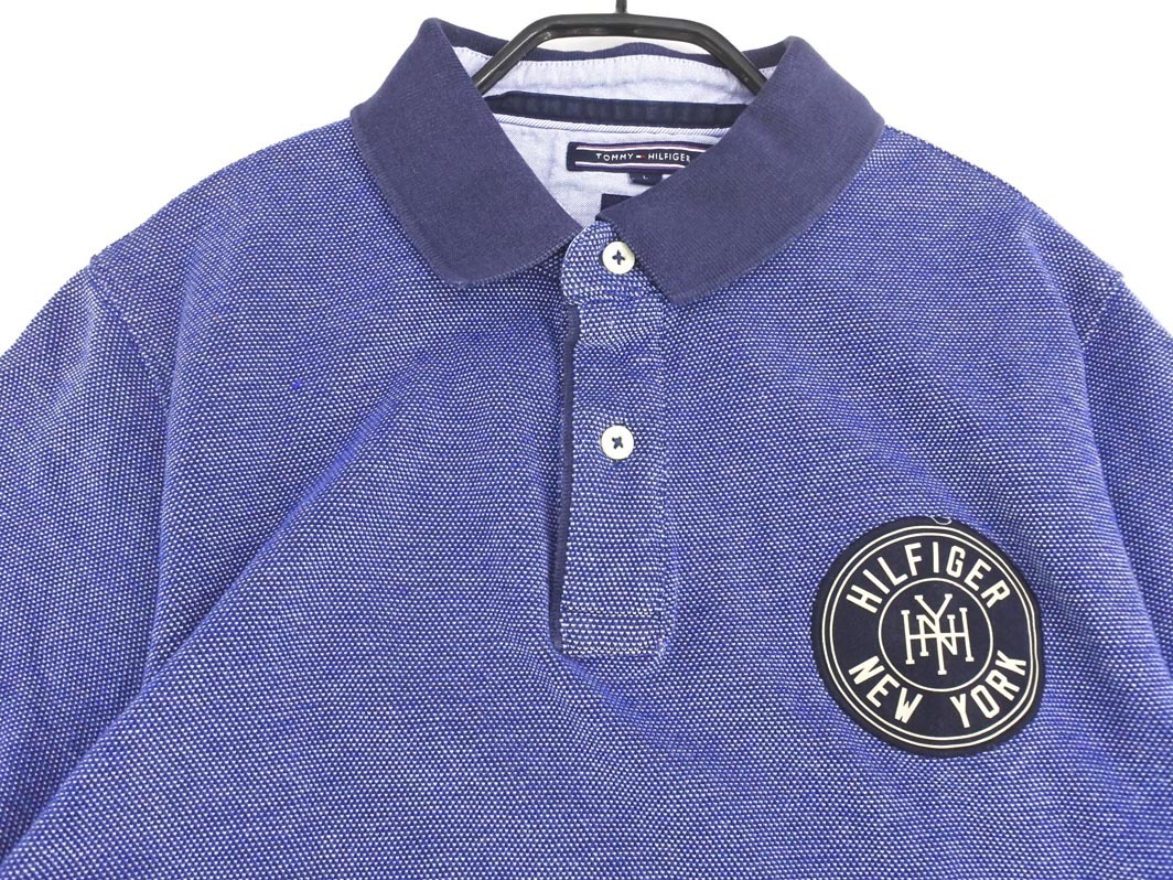 TOMMY HILFIGER トミーヒルフィガー ポロシャツ sizeL/青 ■◆ ☆ fgc8 メンズ_画像2