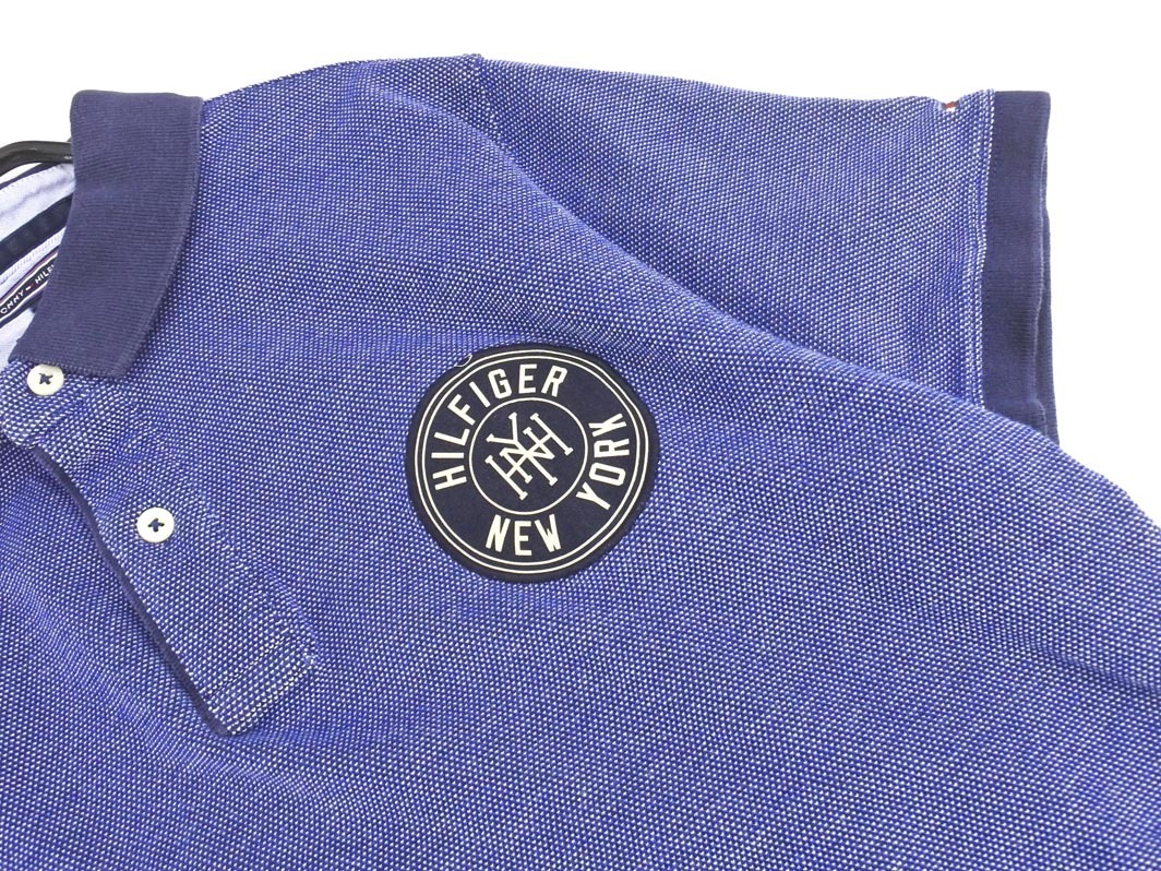 TOMMY HILFIGER トミーヒルフィガー ポロシャツ sizeL/青 ■◆ ☆ fgc8 メンズ_画像3