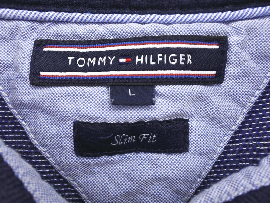 TOMMY HILFIGER トミーヒルフィガー ポロシャツ sizeL/青 ■◆ ☆ fgc8 メンズ_画像6