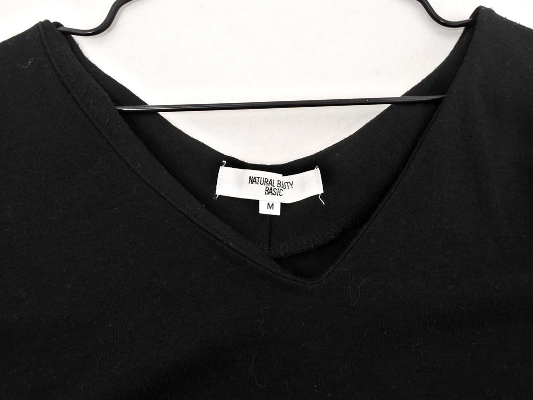 ネコポスOK NATURAL BEAUTY BASIC ナチュラルビューティーベーシック Vネック カットソー sizeM/黒 ■◇ ☆ fgd0 レディース_画像3