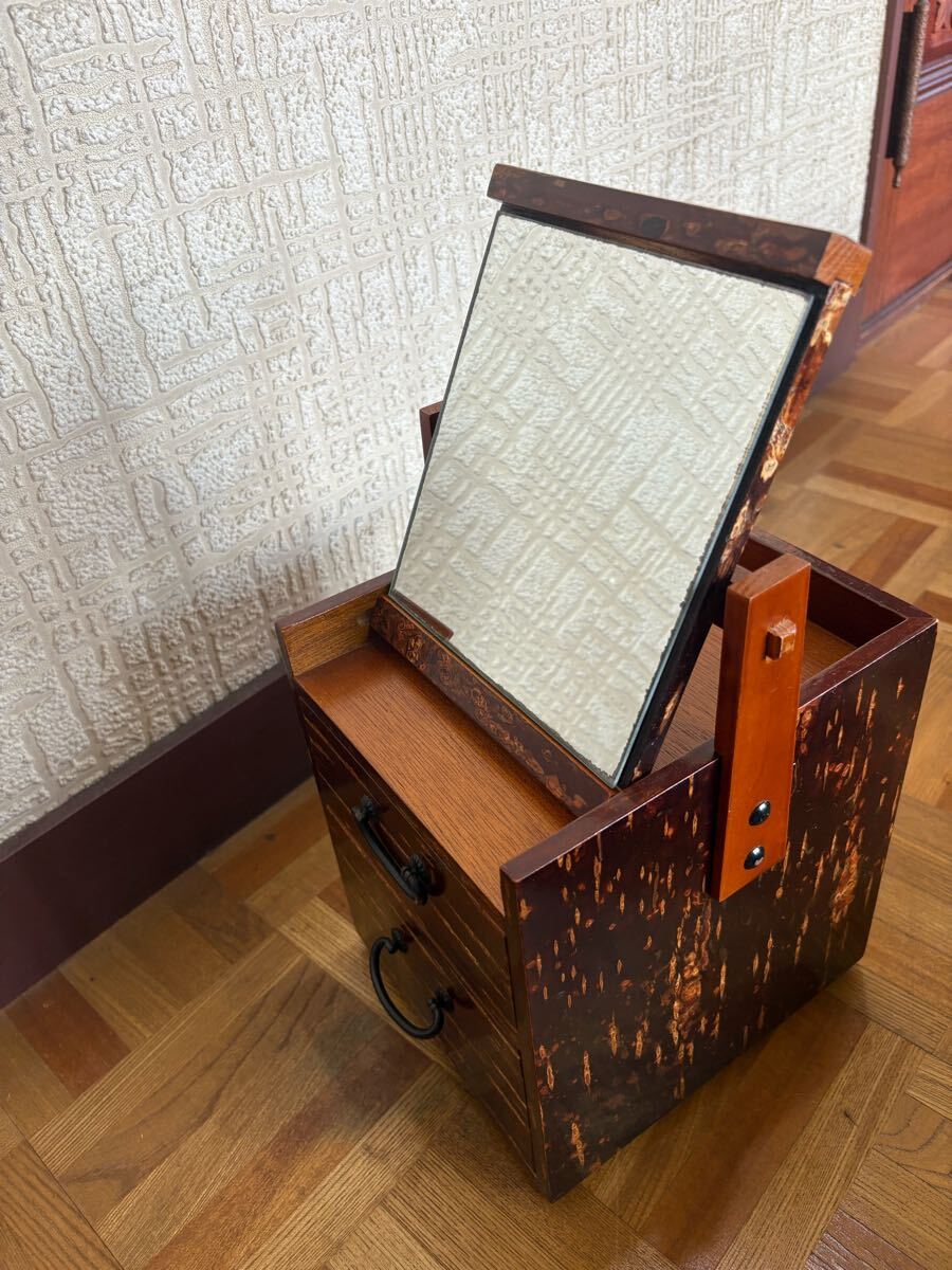 桜皮細工 美品 小箪笥 引き出し 収納箱 小物入れ 鏡付き 木製 アンティーク 和家具 収納 小引き出し 昭和レトロ レトロ インテリア_画像6