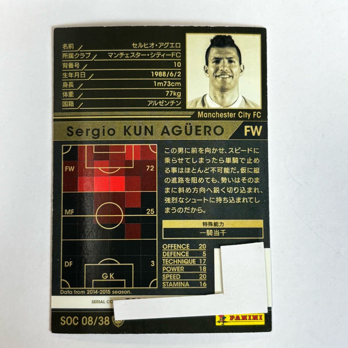 ?Panini WCCF 2015-2016 SOC セルヒオ?アグエロ Sergio Aguero Manchester City ?四點落札で普通郵便送料無料?