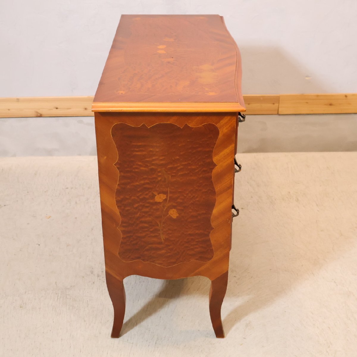 アンティーク調 3段チェスト 象嵌細工 ヨーロピアンクラシック