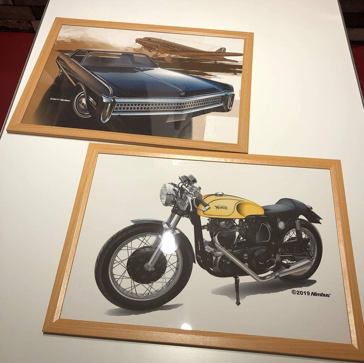 【額縁入りイラスト】FORD THUNDERBIRD 1956【2Lサイズカーイラスト】インテリア小物_画像4