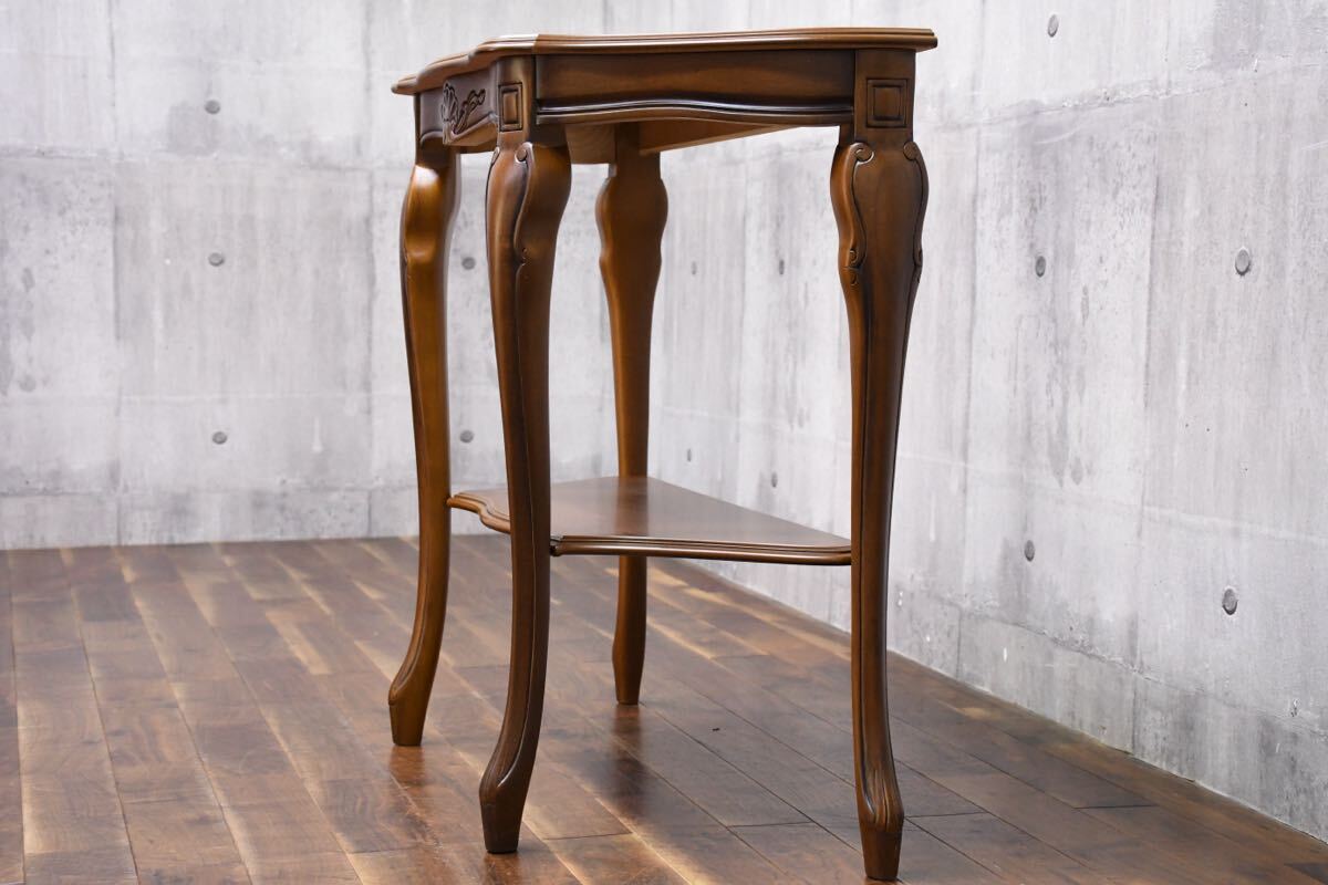 EFK87 イタリア製 象嵌細工 猫脚 コンソールテーブル 彫刻/レリーフ 飾台 EFK87 イタリア製 象嵌細工 猫脚 コンソールテーブル 彫刻