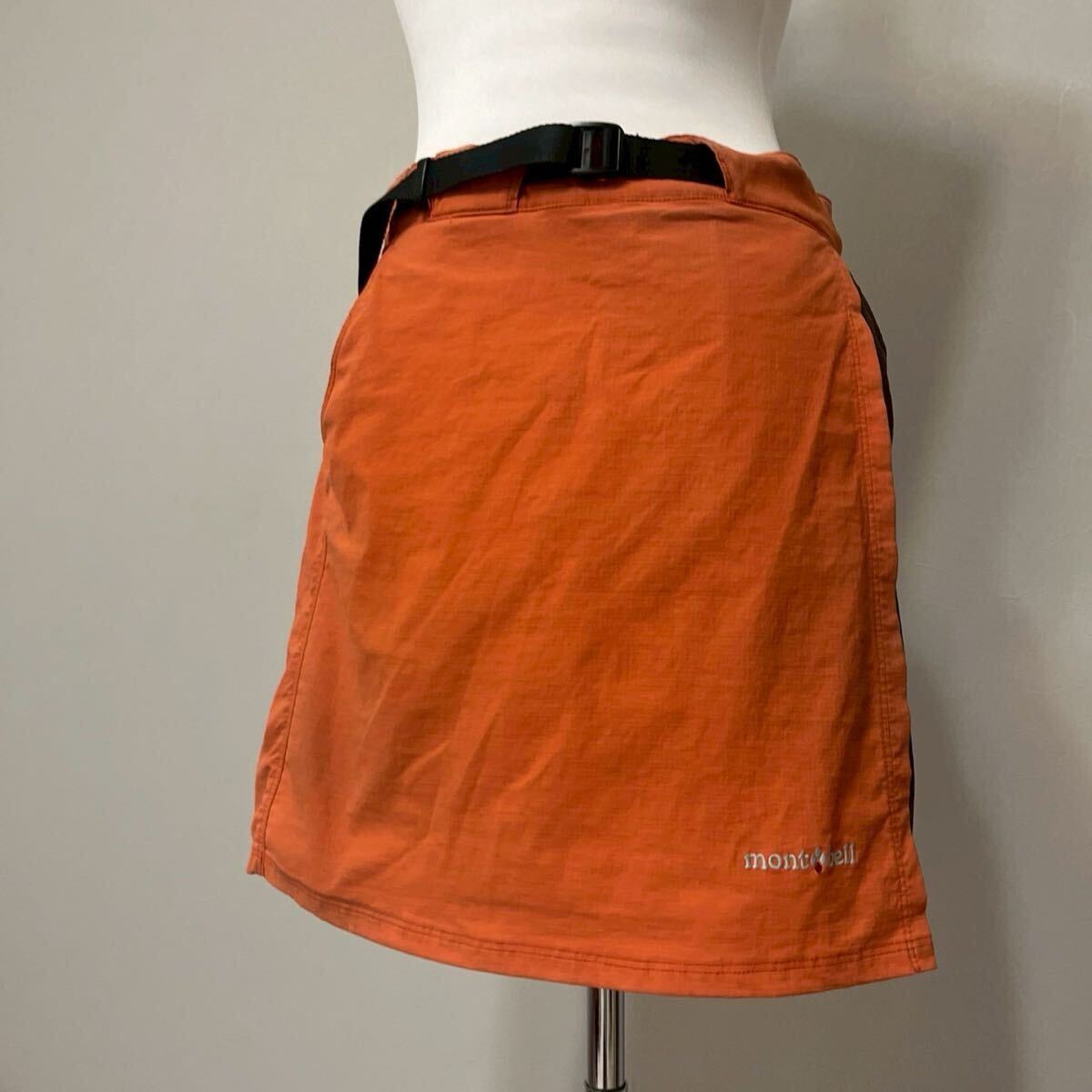 mont-bell モンベル キュロットスカート　オレンジ　ブラウン　巻きスカート　ショートパンツ ミニスカート　アウトドア　登山　776FH_画像1