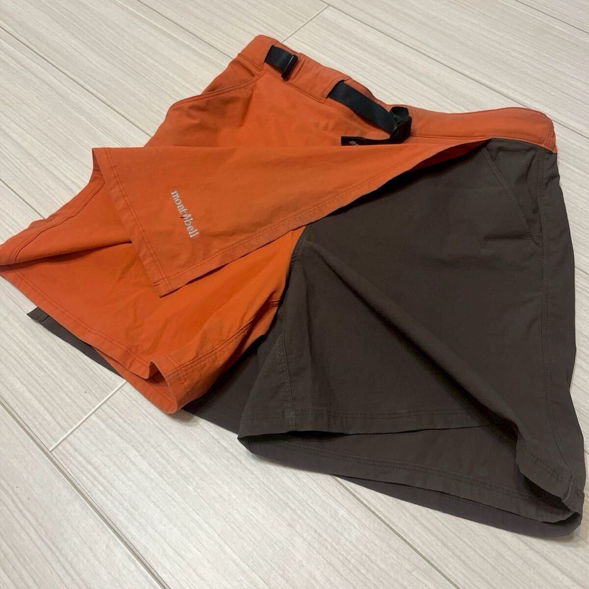mont-bell モンベル キュロットスカート　オレンジ　ブラウン　巻きスカート　ショートパンツ ミニスカート　アウトドア　登山　776FH_画像3