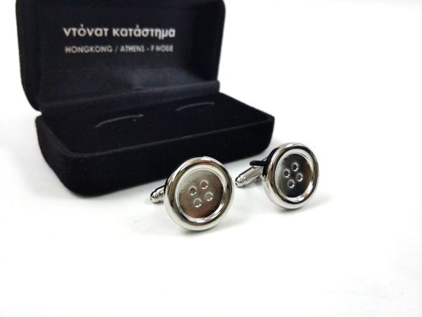 ボタン風 カフスボタン シンプル シルバー 丸 サークル_画像1