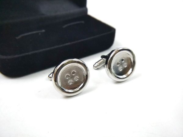 ボタン風 カフスボタン シンプル シルバー 丸 サークル_画像2
