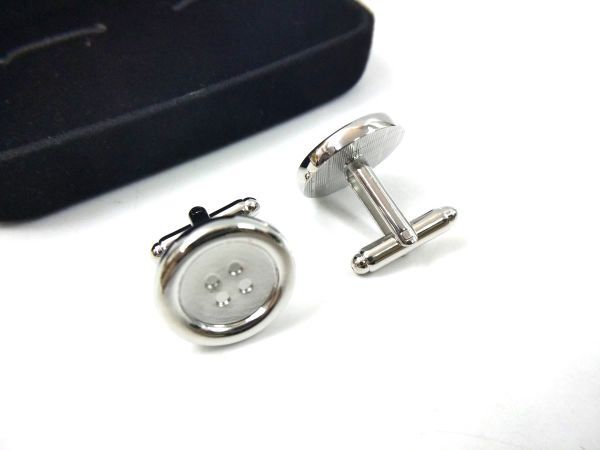 ボタン風 カフスボタン シンプル シルバー 丸 サークル_画像3