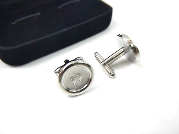 ボタン風 カフスボタン シンプル シルバー 丸 サークル_画像4
