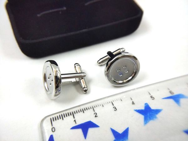 ボタン風 カフスボタン シンプル シルバー 丸 サークル_画像5