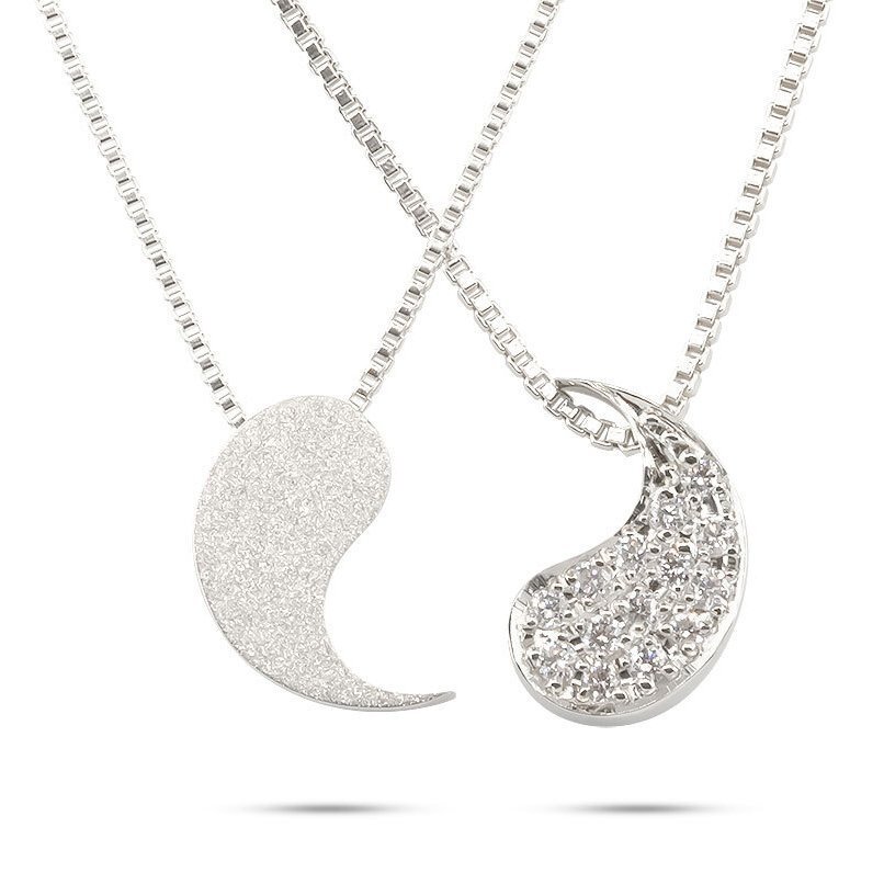 シルバー ネックレス トップ 勾玉 選べる組み合わせ 陰陽マーク sv925 パヴェ ダイヤモンド ブラックダイヤ ブラックメッキ男性