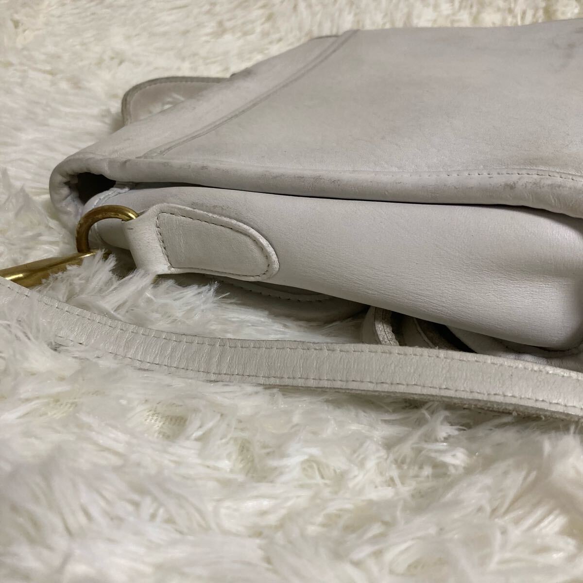 コーチ 良品 ハンプトンズ ターンロックフラップ ハンドバッグ ホワイト系 コーチ ハンドバッグ 白 パイソン フラップ ターンロック 2way