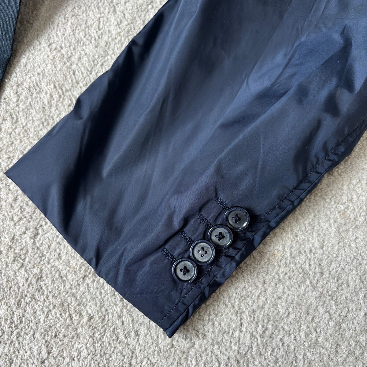hugo boss シルクリネン混 袖ナイロンネイビージャケット 54 XXXLサイズ/極美品◎ HUGO BOSS 【麻 シルク リネン混】ヒューゴ