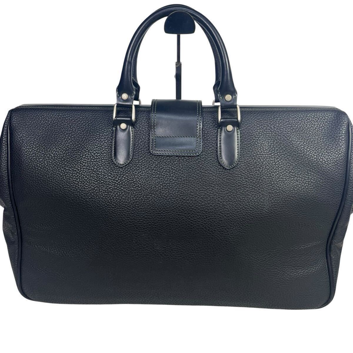 美品✨ピエールカルダン 大容量 ボストン 2WAY レザー シボ革 ブラック pierre cardin ピエールカルダン 鍵付き ボストンバッグ