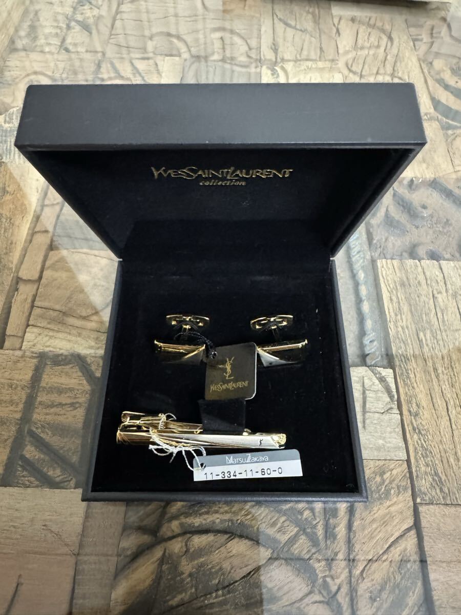 Ⴤ946ꕤ YSL イヴ・サンローラン ネクタイピン カフスセット 1円スタート!】 未使用品 新品 YSL イヴサンローラン ネクタイ