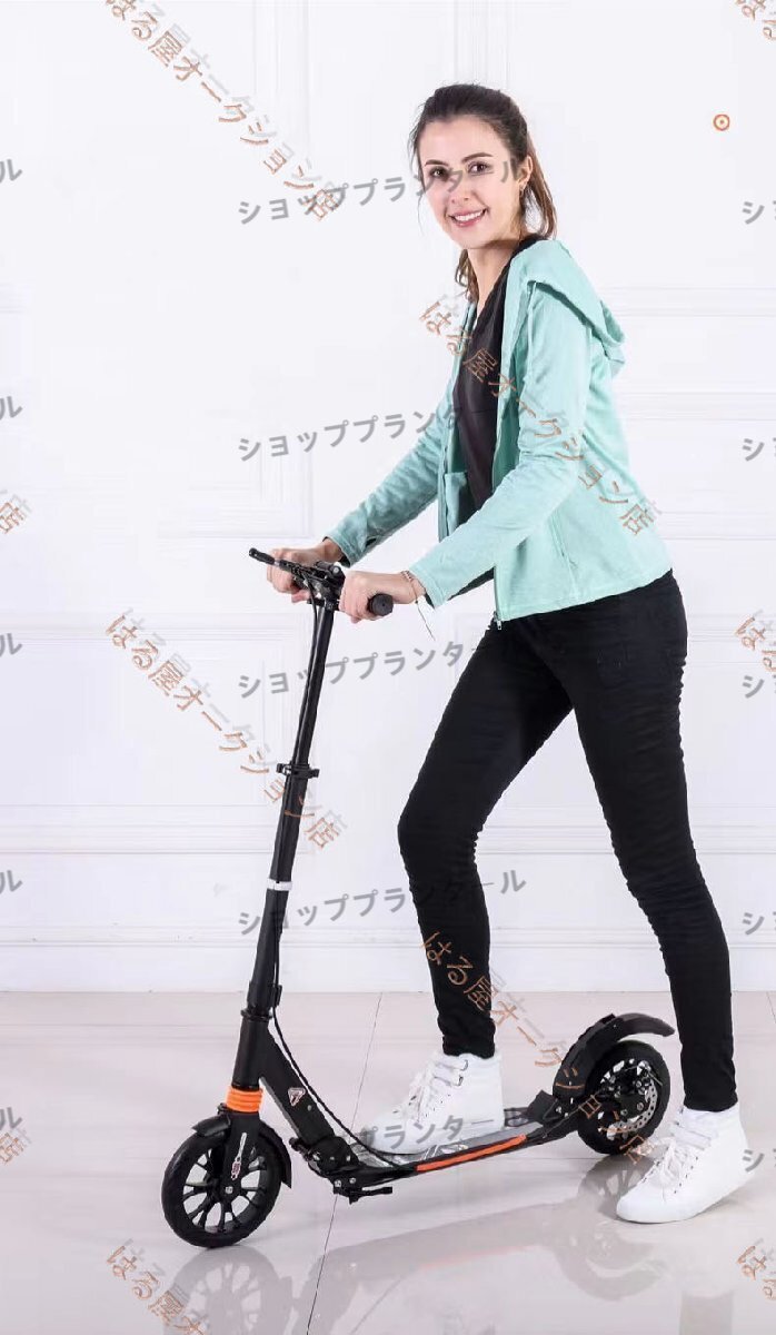 新入荷☆大人用 キックボード ブラックアダルトスクーター - ディスクブレーキ、折りたたみ式、調整可能、最大100kg、非電動