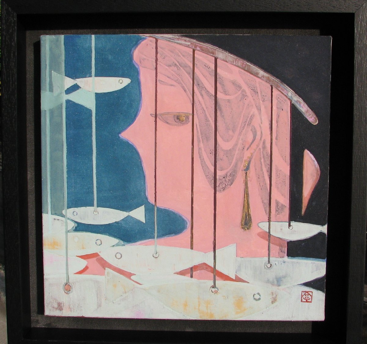 原澤亨輔「見る魚」S3号大，紙本彩色，日本画，九段耀画廊出品