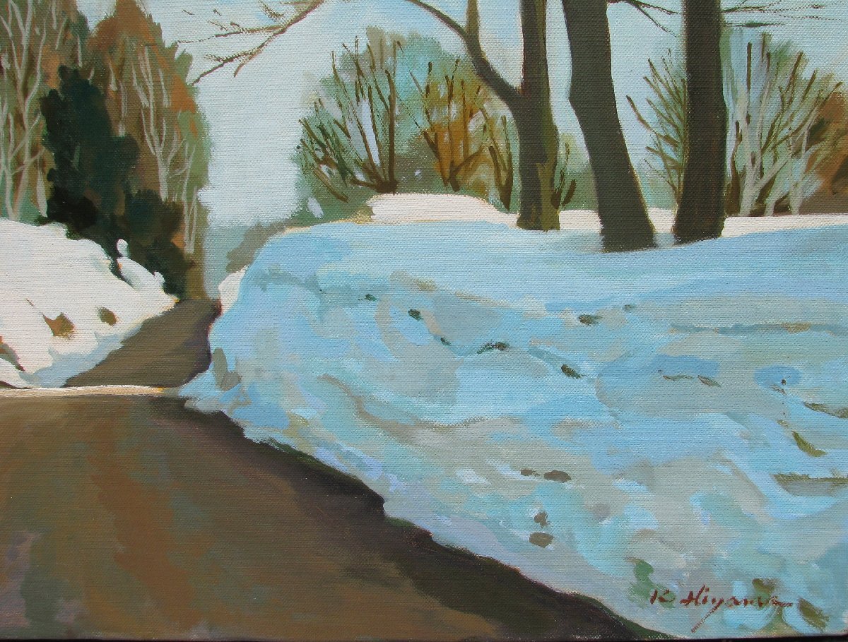 東京芸大小磯教室主要作家,檜山健三「雪景」P10号油彩,白銀の世界 東京芸大小磯教室主要作家，檜山健三「雪景」P10号油彩，白銀の