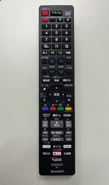 シャープ BDレコーダーリモコン GB415PA 動作良好品 キレイ ⑨
