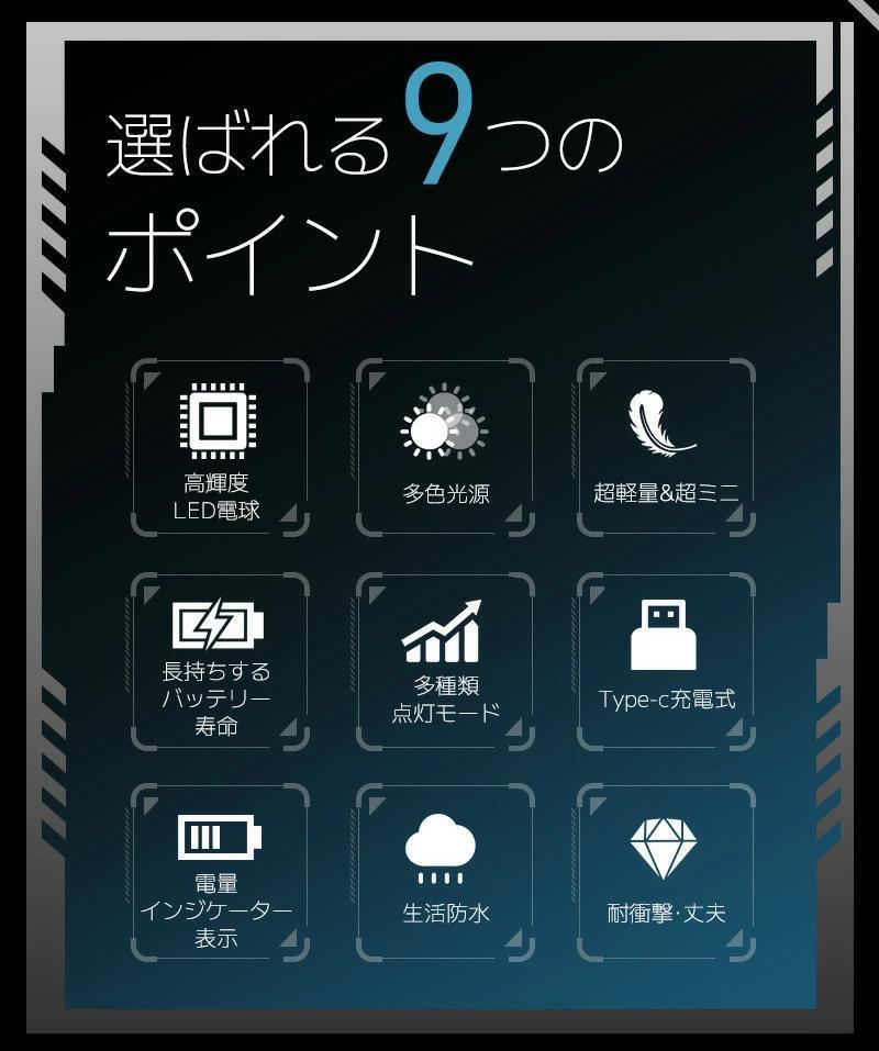 510 マイクロ ライト ミニ LED フラッシュ コンパクト 充電式 防水_画像5