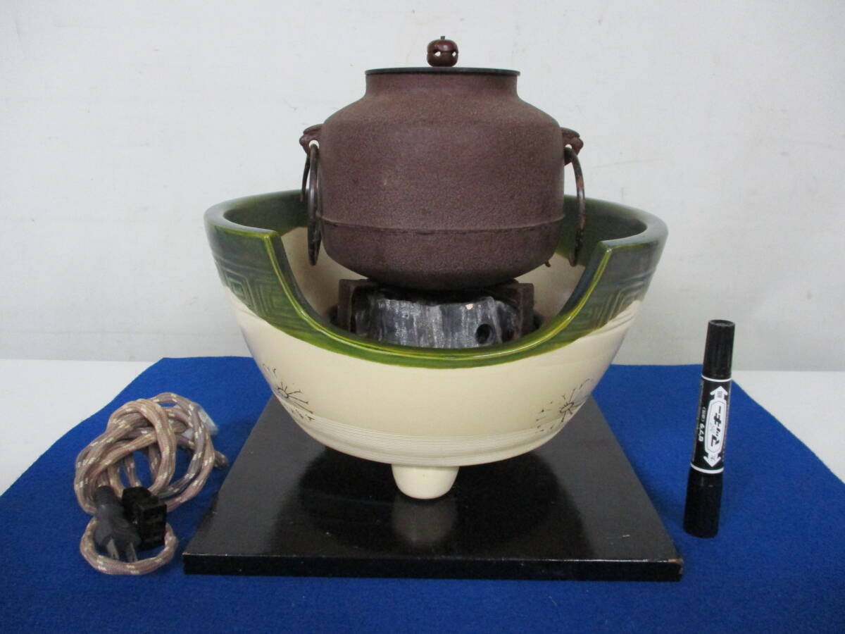 茶道具 野々田風炉型電熱器 棗釜 茶釜 送料込み T-132【7-15】◎3 茶道具 茶釜 湯沸かし 他 野々田商店 風炉型