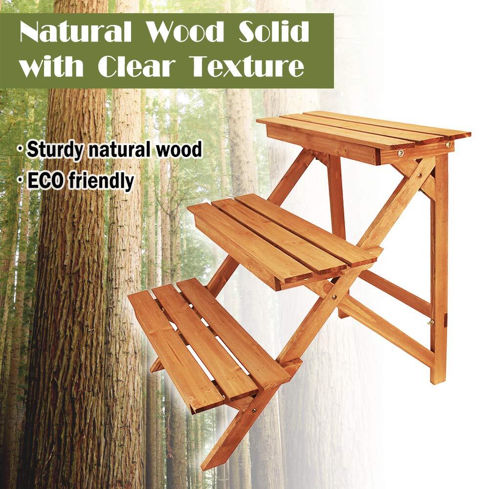 三段式のデザイン　ガーデニング　フラワースタンド　木製 Amazon | YAMAAIYI フラワースタンド 木製 3段 観葉植物