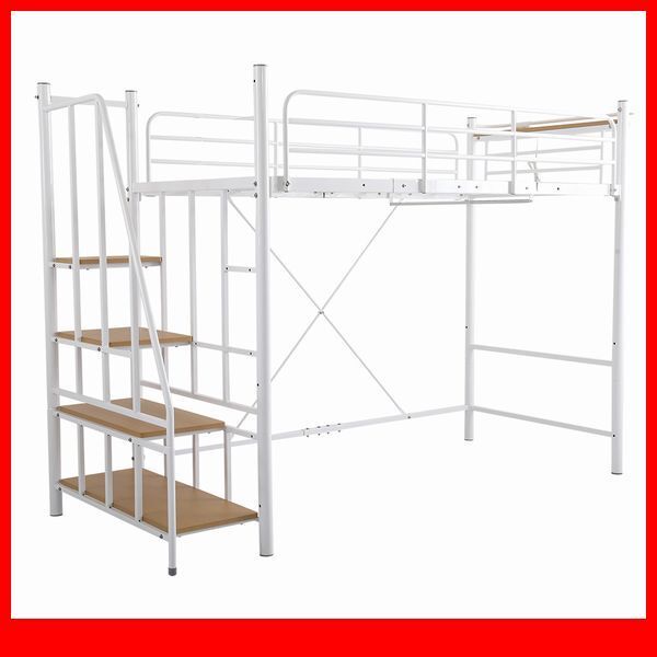 おしゃれ アンティーク風 高さ調整 コンセントシングル ロフトベッド 白 楽天市場】ロフトベッド ハイタイプ シングル ホワイト 宮付き