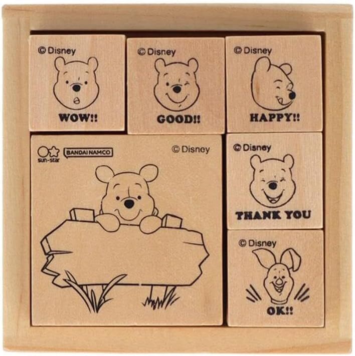 ディズニー くまのプーさん 木製 スタンプ (メッセージ) ハンコ はんこ デコ_画像1