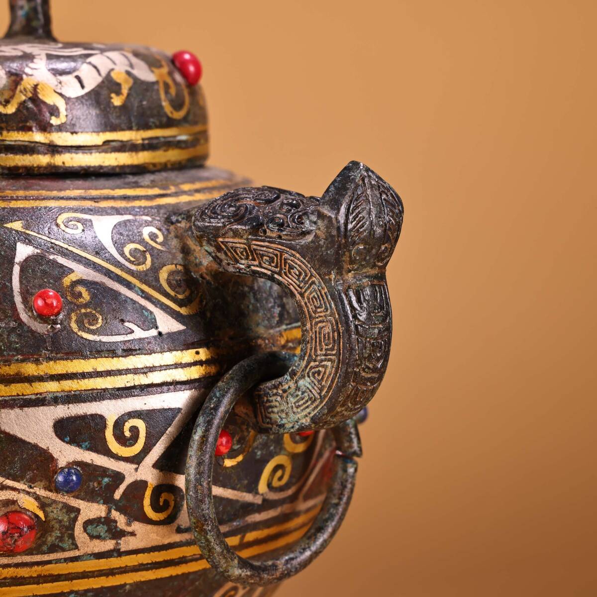 中国　古銅　双耳瓶　時代箱付　M　3829B 中国 古銅 双耳瓶 時代箱付 M 3829B 中国 古銅 双耳瓶 時代