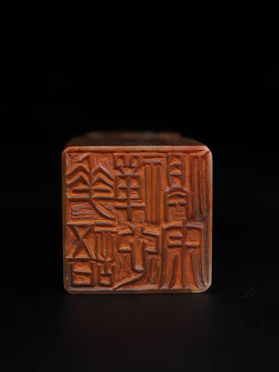 旧藏珍品【松鶴延年】印鑑｜寿山石原石の印章｜天然石｜細密彫｜開運置物｜台座付き 旧藏珍品【松鶴延年】印鑑｜寿山石原石の印章｜天然石｜