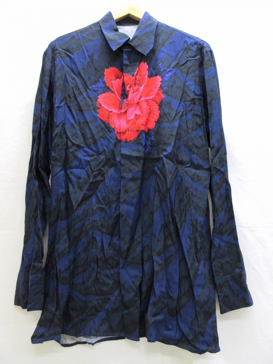 YOHJI YAMAMOTO POUR HOMME ヨウジヤマモト プールオム 長袖花シャツ Shirt 2 HE-B23-205 レーヨン100% MADE IN JAPAN