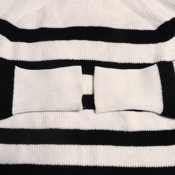 ZARA ザラ ボーダー ラグラン コットン ニット セーター デザインニット 白 黒 M / 28 美品