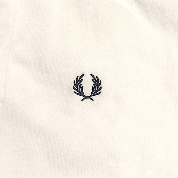 FRED PERRY Fred Perry 80's Англия производства Британия производства Old Vintage старый бирка короткий рукав Logo рубашка-поло белый / темно-синий 42 / M