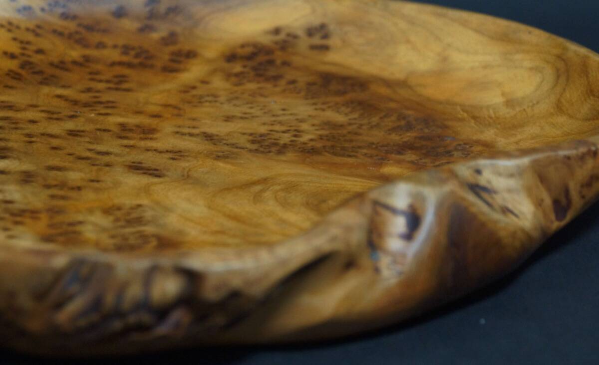 茶道具 唐木カリン花梨 玉杢 葡萄杢 造形菓子盆 お盆★美しい木目★希少品★ 閑】茶道具 唐木カリン花梨 玉杢 葡萄杢 造形菓子盆 お盆