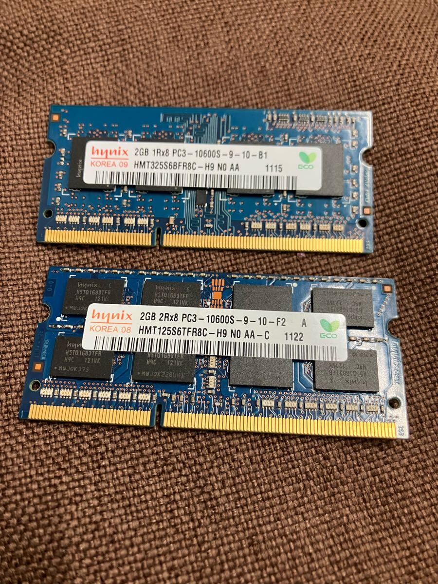 送料無料 hynix メモリ 2GB ×2枚 PC3-10600S ノート PC 用 204pin ハイニックス 計 4GB 畫像參照 NC NR