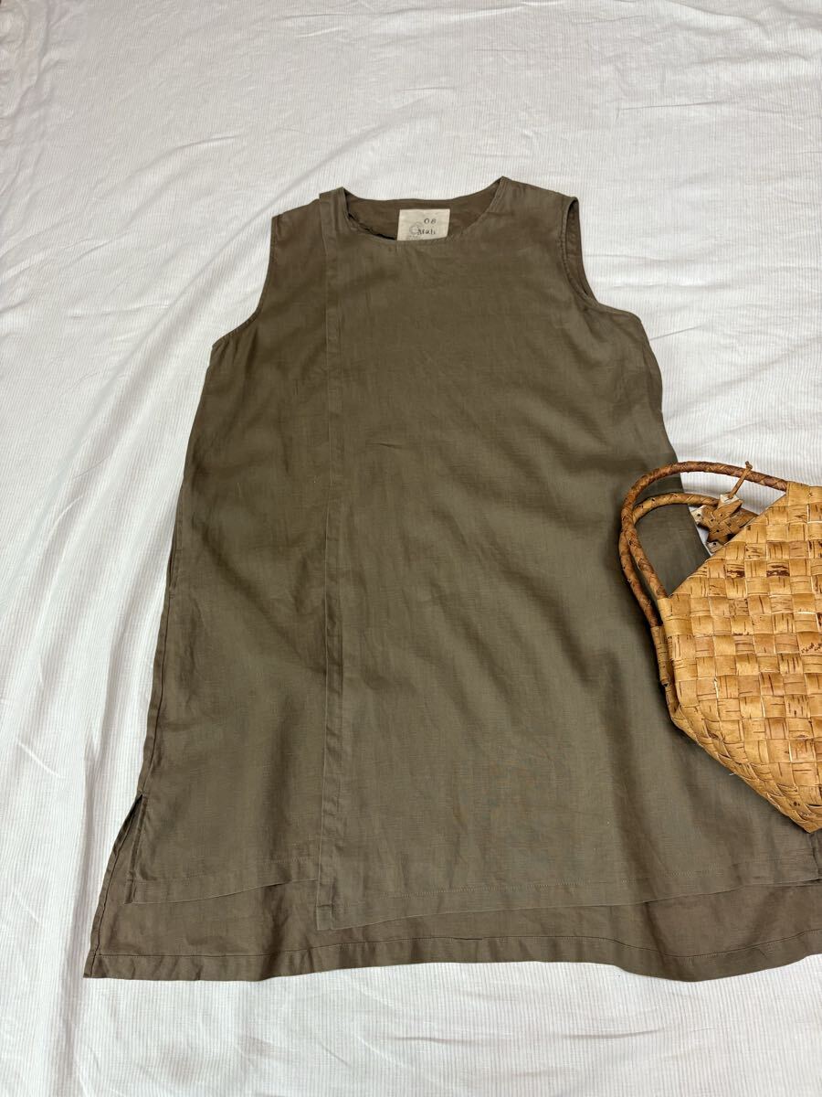 08Mab ノースリーブリネン100 ワンピース_画像1