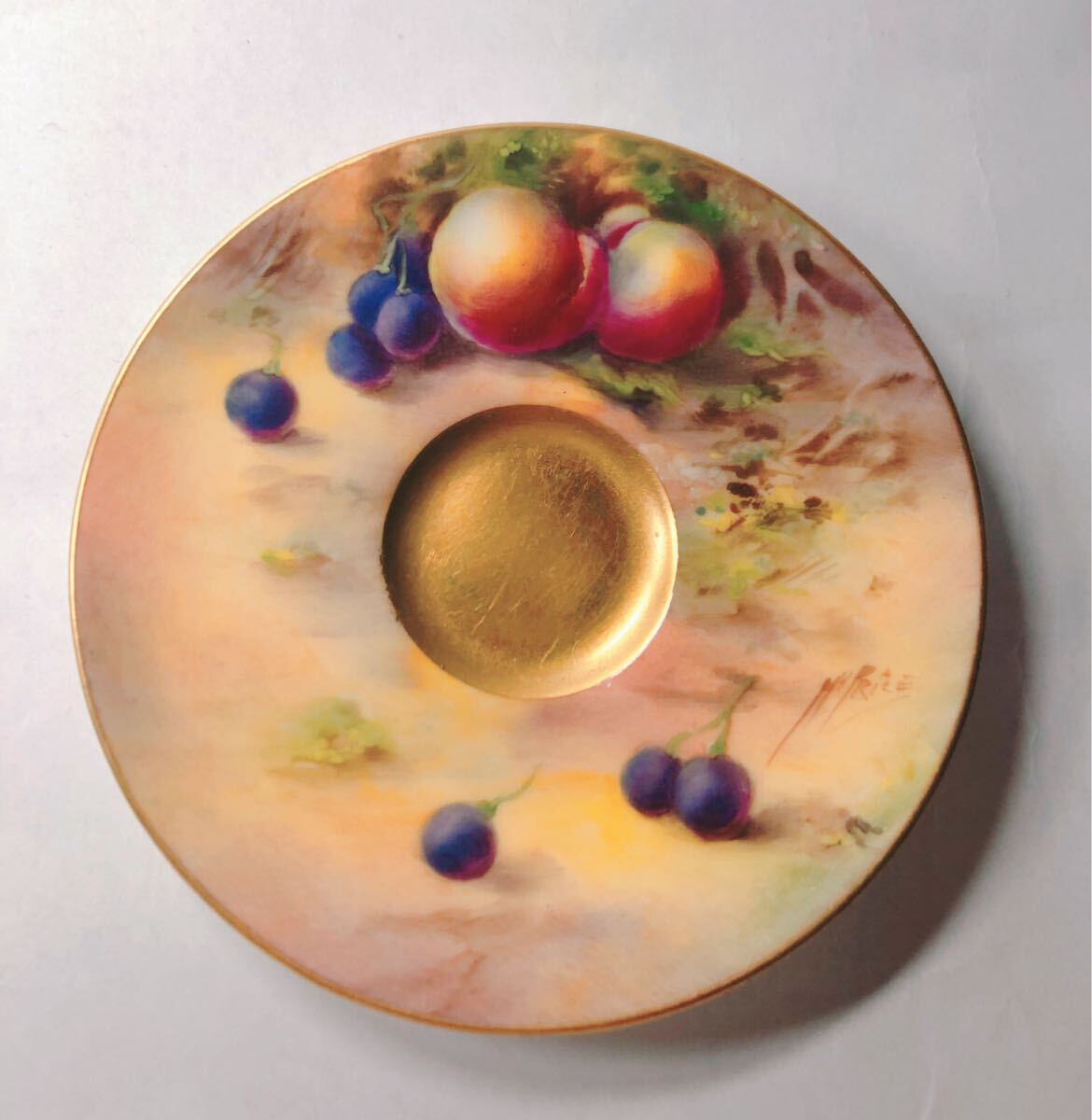 ロイヤルウースター ペインテッドフルーツ カップ＆ソーサー ROYAL WORCESTER 金 ゴールド アンティーク 果物 英国 イギリス デミタス_画像7