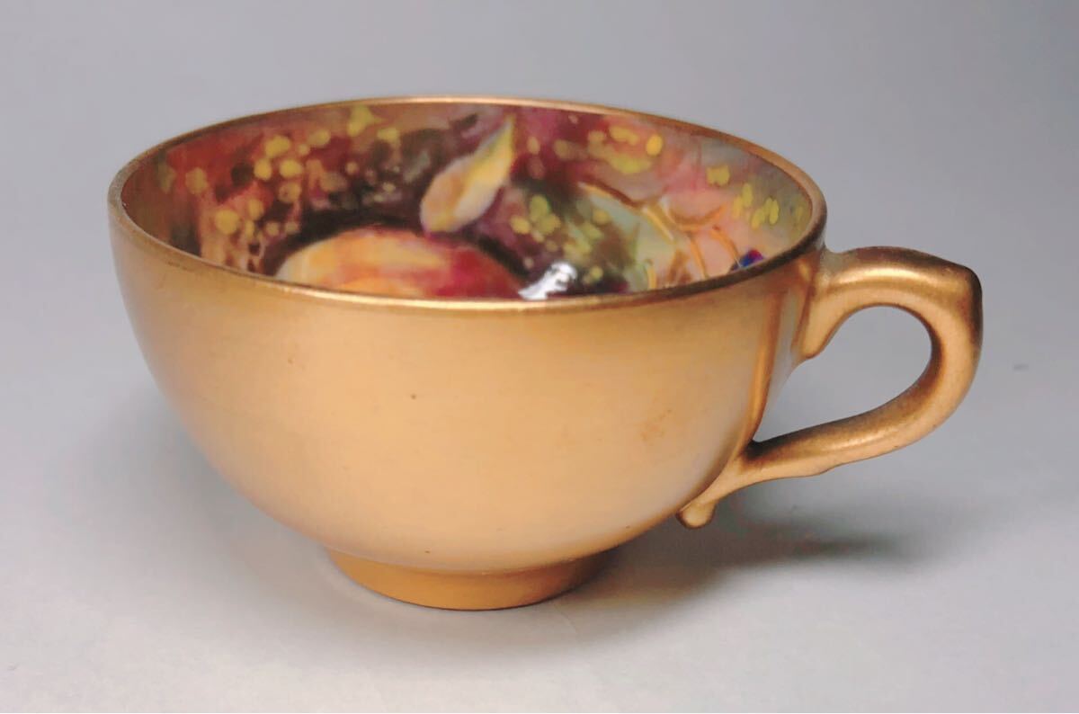 ロイヤルウースター ペインテッドフルーツ カップ＆ソーサー ROYAL WORCESTER 金 ゴールド アンティーク 果物 英国 イギリス デミタス_画像3
