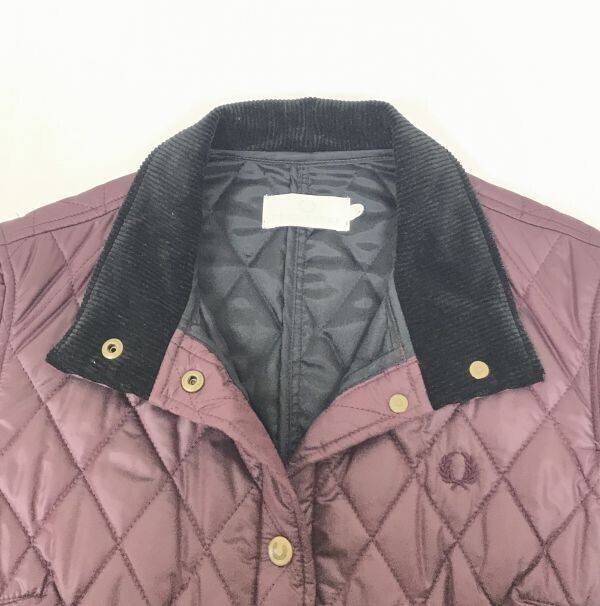  Fred Perry /FRED PERRY* стеганная куртка [M/ женский / фиолетовый / с высоким воротником ] внешний / кнопка-застежка *BC392