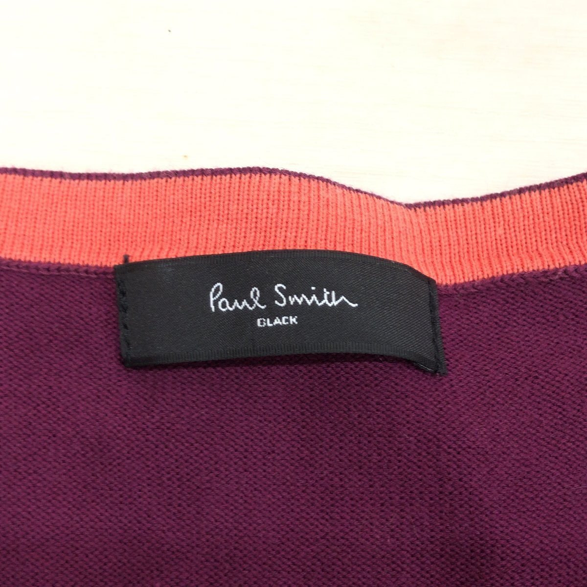 Paul Smith BLACK ポールスミス コットン100% サマーニット カーディガン M パープル 羽織り パフスリーブ 半袖 春夏 レディース 女性用
