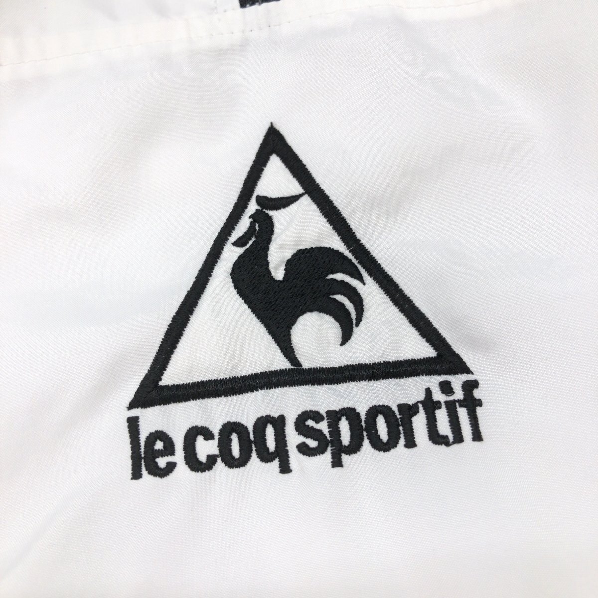 ●le coq sportif ルコック ロゴ刺繍 ハーフジップ ウーブンパーカー M 白 ホワイト プルオーバー ジャケット ウインドブレーカー メンズ