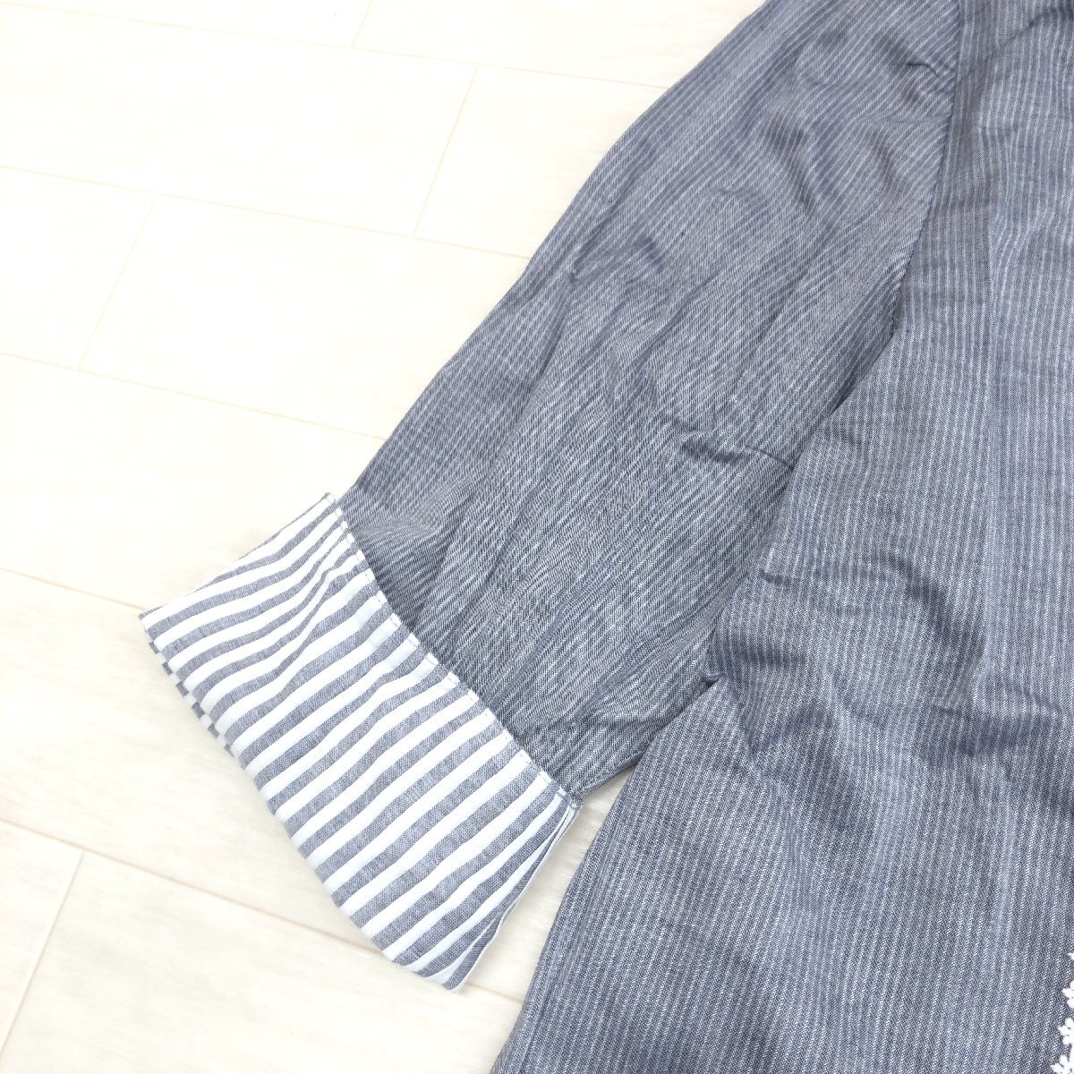 美品 NOVE-DUE ノーヴェドゥ コットン100% レース ドッキング アンサンブル シャツ F ノースリーブ 七分袖 ブラウス 羽織り 婦人 一宮繊維_画像6