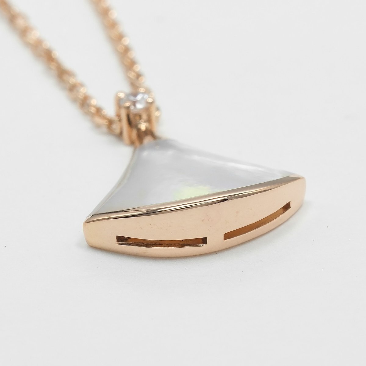 ブルガリ BVLGARI ディーヴァドリーム ネックレス K18PG ピンクゴールド ダイヤモンド マザーオブパール 約4.9g【I161325076】中古_画像5