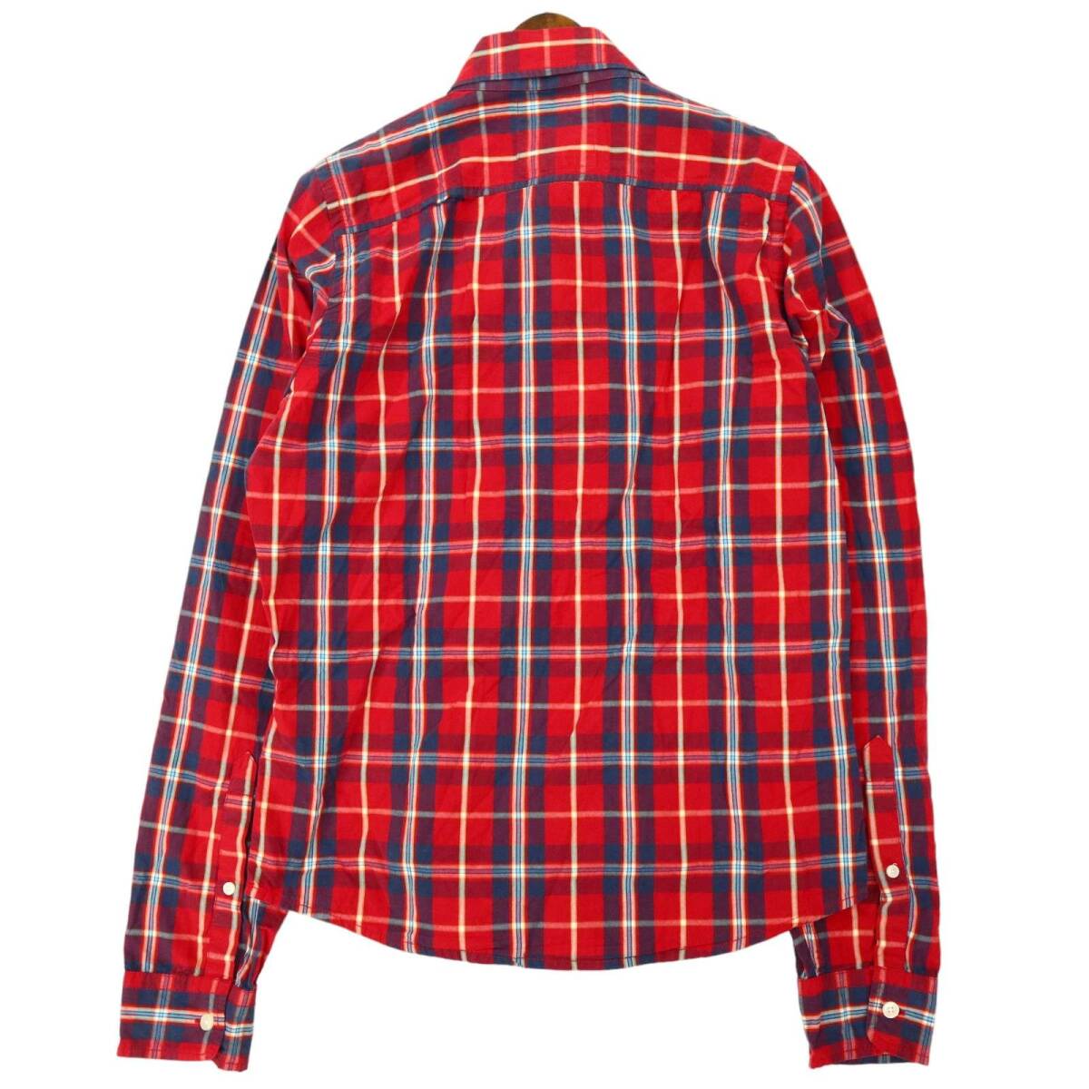 HOLLISTER Hollister через год длинный рукав Logo вышивка * кнопка down проверка рубашка Sz.XS мужской красный