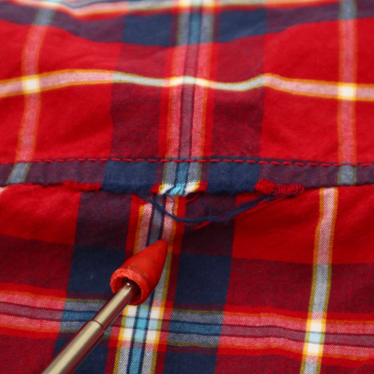 HOLLISTER Hollister через год длинный рукав Logo вышивка * кнопка down проверка рубашка Sz.XS мужской красный 