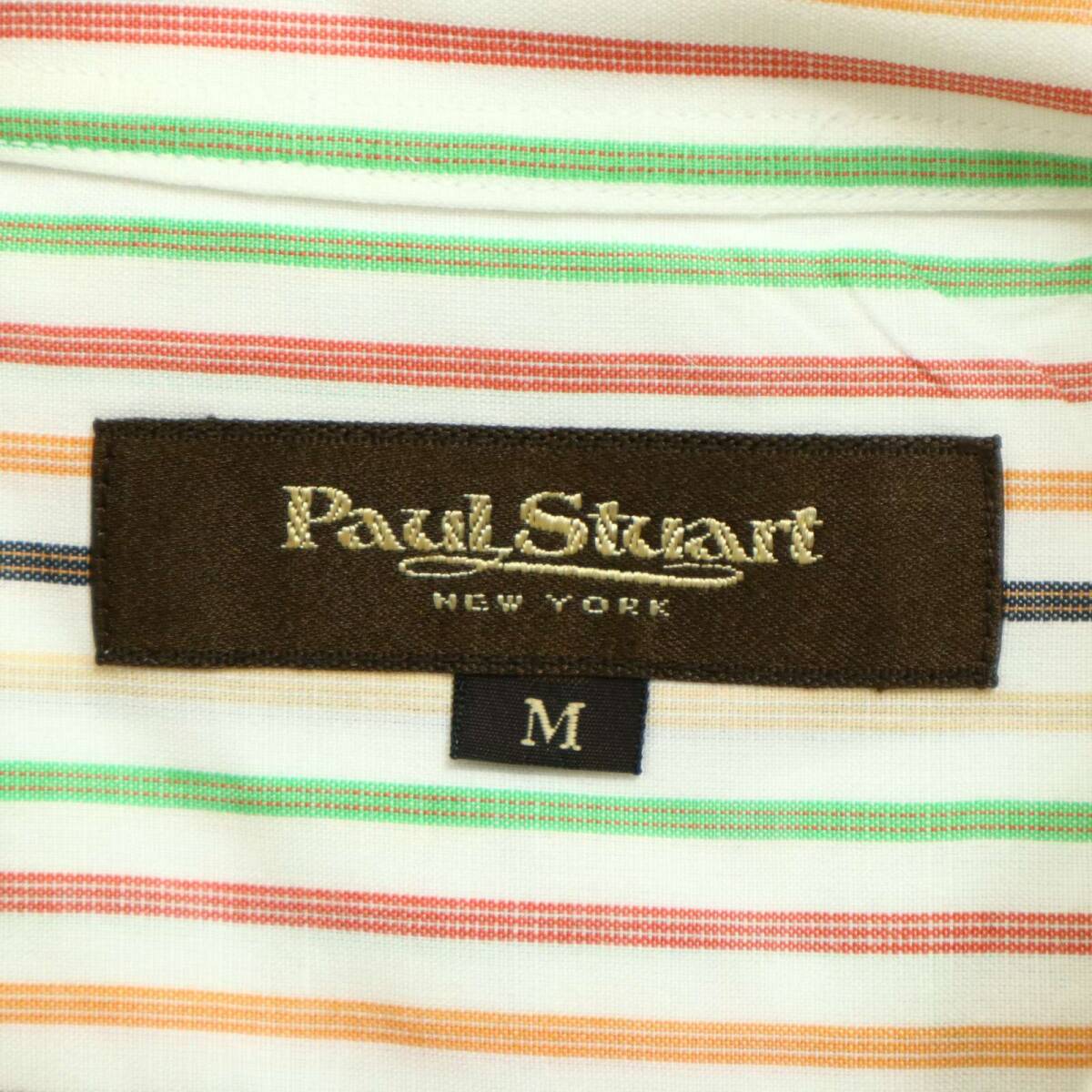 Paul Stuart paul (pole) * Stuart весна лето linen.* длинный рукав мульти- полоса кнопка down рубашка Sz.M мужской 