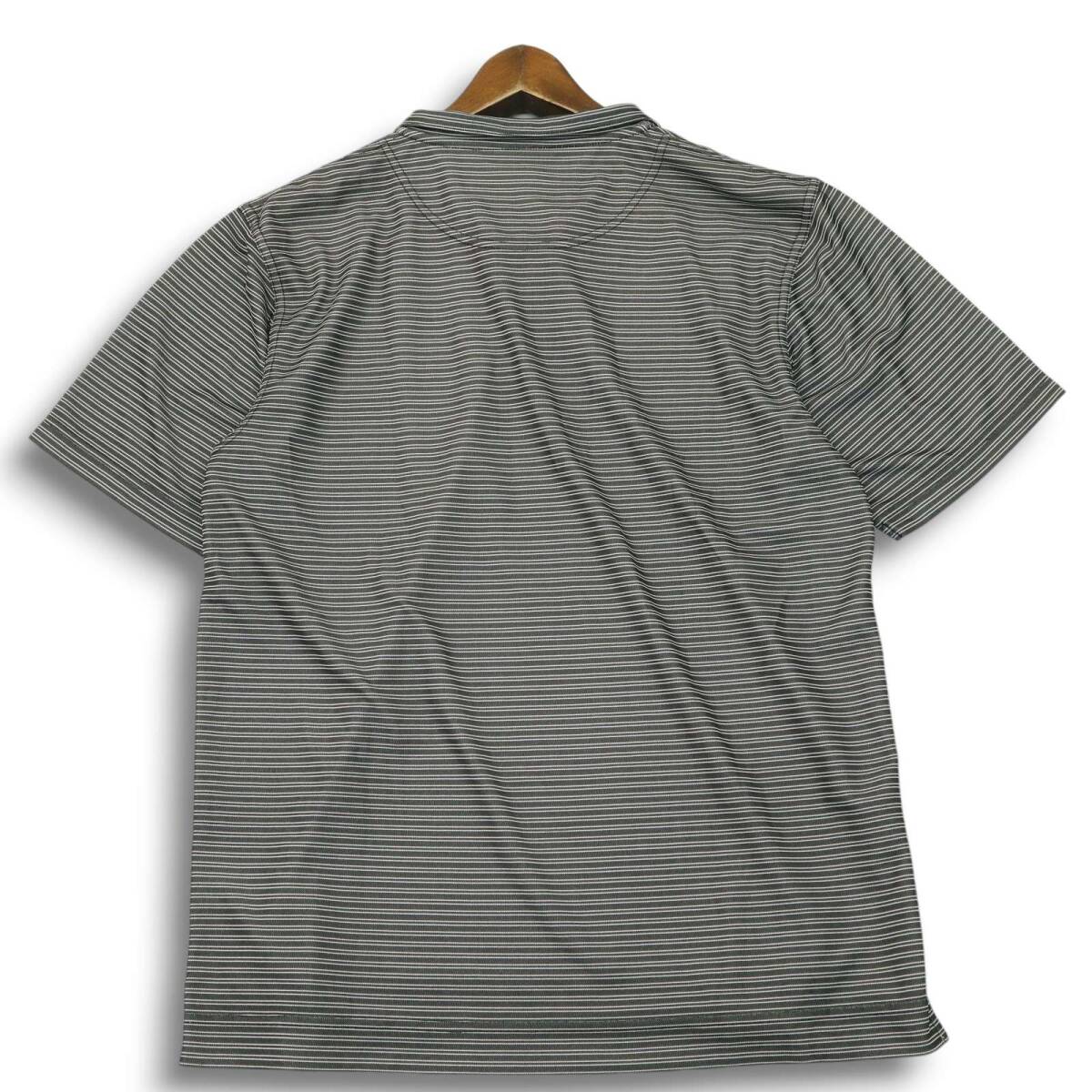 CUTTER&BUCK カッター＆バック ゴルフ 春夏 ロゴ刺繍★ ボーダー 半袖 ハーフジップ シャツ Sz.M メンズ_画像4